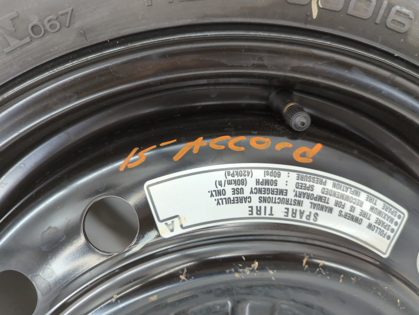 2013-2022 Honda Accord Spare Donut Tire Wheel Rim Oem - Oemusedautoparts1.com