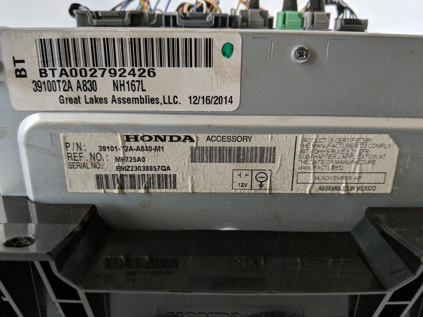 2013-2015 Honda Accord Radio AM FM Cd Player Receiver Replacement P/N:39100T2AA820 Fits Fits 2013 2014 2015 OEM Used Auto Pa