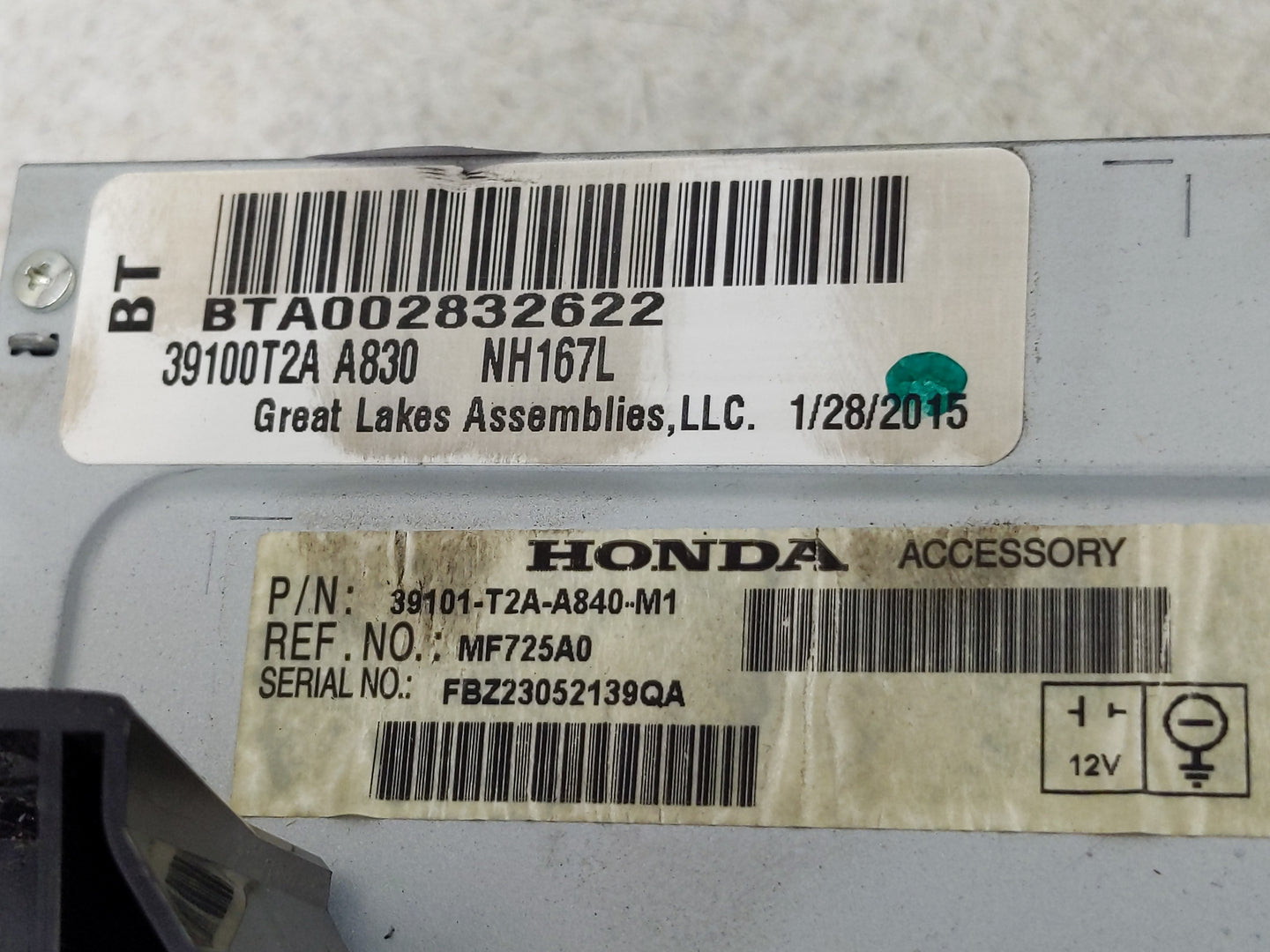 2013-2015 Honda Accord Radio AM FM Cd Player Receiver Replacement P/N:39100T2A A830 39101-T2A-A840-M1 Fits Fits 2013 2014 20