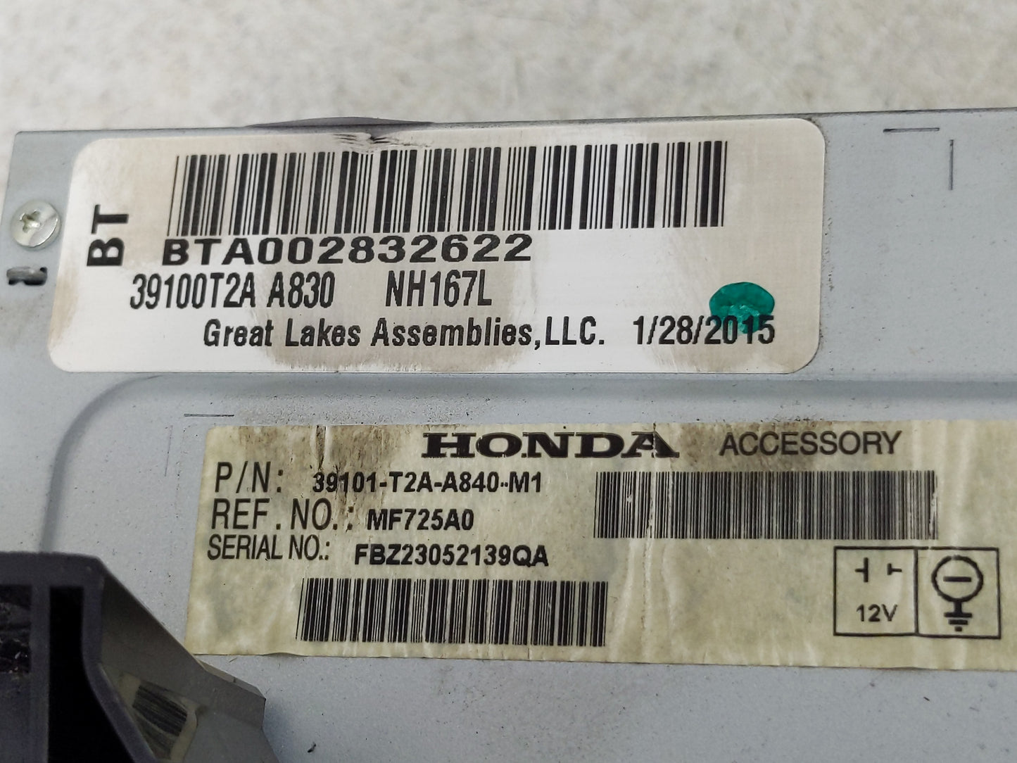 2013-2015 Honda Accord Radio AM FM Cd Player Receiver Replacement P/N:39100T2A A830 39101-T2A-A840-M1 Fits Fits 2013 2014 20