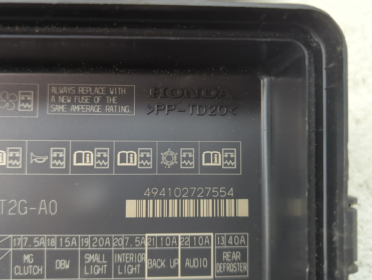 2014-2017 Honda Accord Fusebox Fuse Box Panel Relay Module Fits Fits 2014 2015 2016 2017 OEM Used Auto Parts - Oemusedautopa