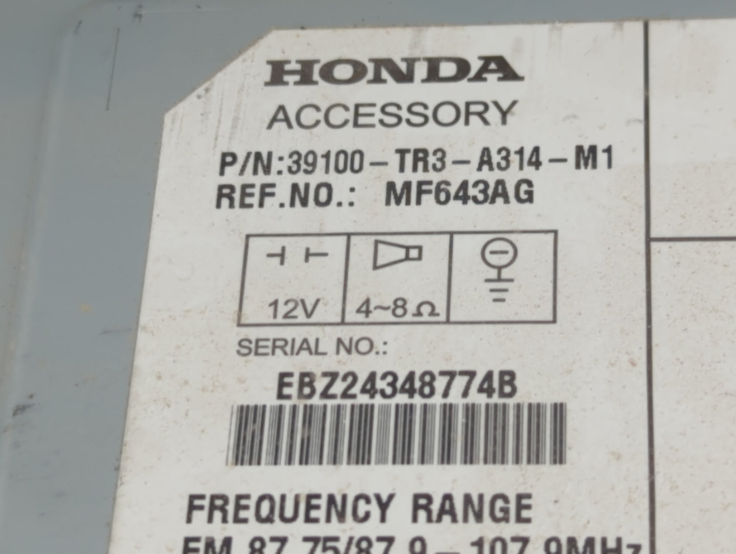 2014-2015 Honda Civic Radio AM FM Cd Player Receiver Replacement P/N:39100-TR3-A314-M1 Fits Fits 2014 2015 OEM Used Auto Par