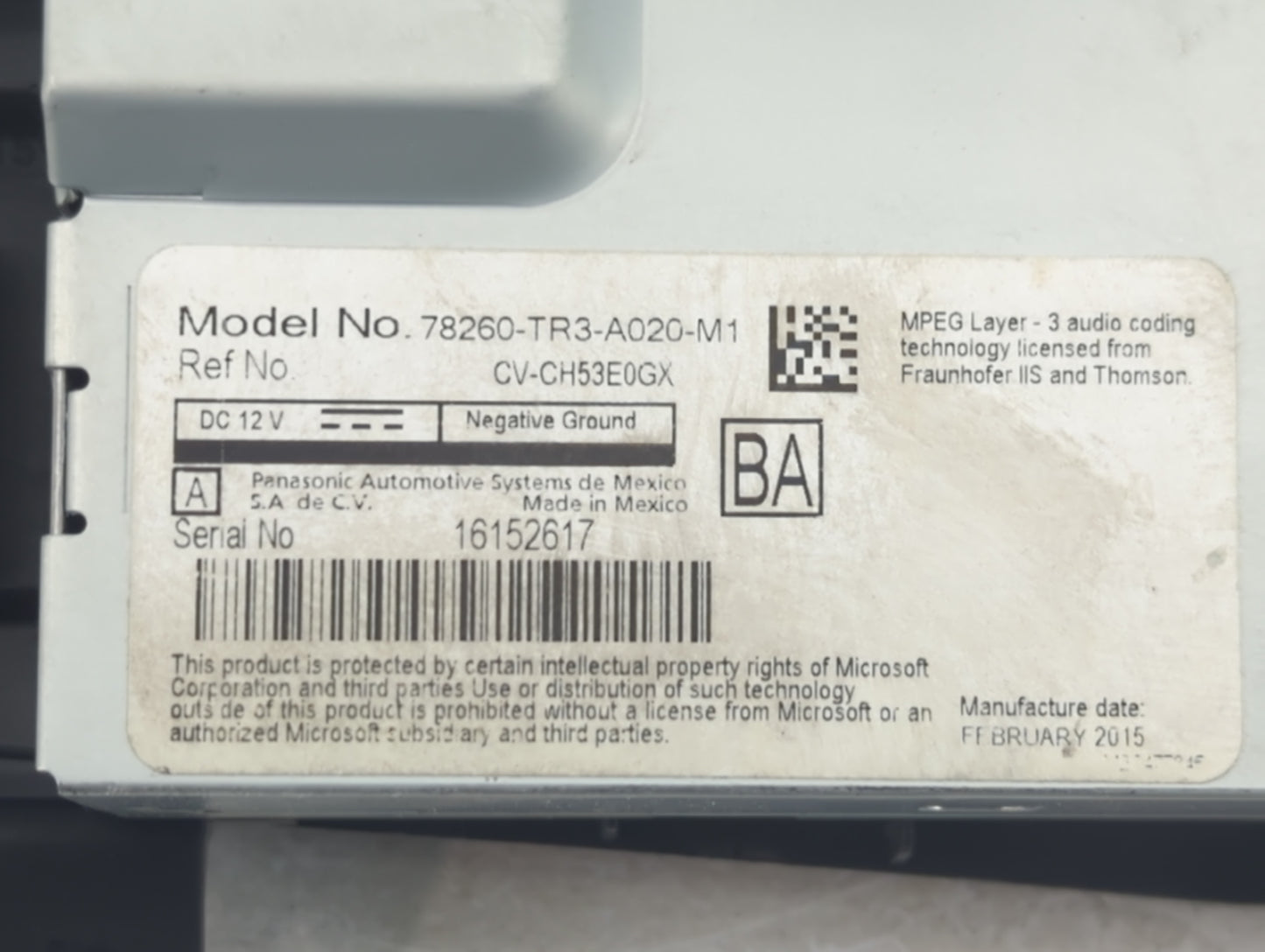 2014-2015 Honda Civic Information Display Screen - Oemusedautoparts1.com