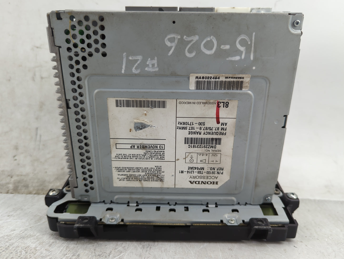 2013-2015 Honda Civic Radio AM FM Cd Player Receiver Replacement P/N:39100-TS8-L314-M1 MF643AE, MFHH295A Fits Fits 2013 2014