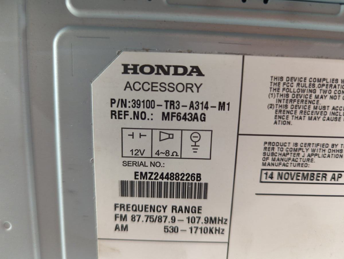 2013-2015 Honda Civic Radio AM FM Cd Player Receiver Replacement P/N:39100-TR3-A314-M1 MF643AG Fits Fits 2013 2014 2015 OEM 