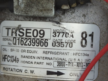 2012-2015 Honda Civic Air Conditioning A/c Ac Compressor Oem 386218
