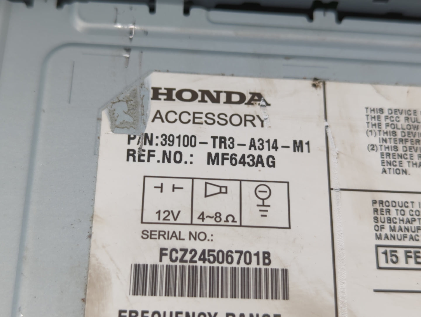 2014-2015 Honda Civic Am Fm Cd Player Radio Receiver - Oemusedautoparts1.com