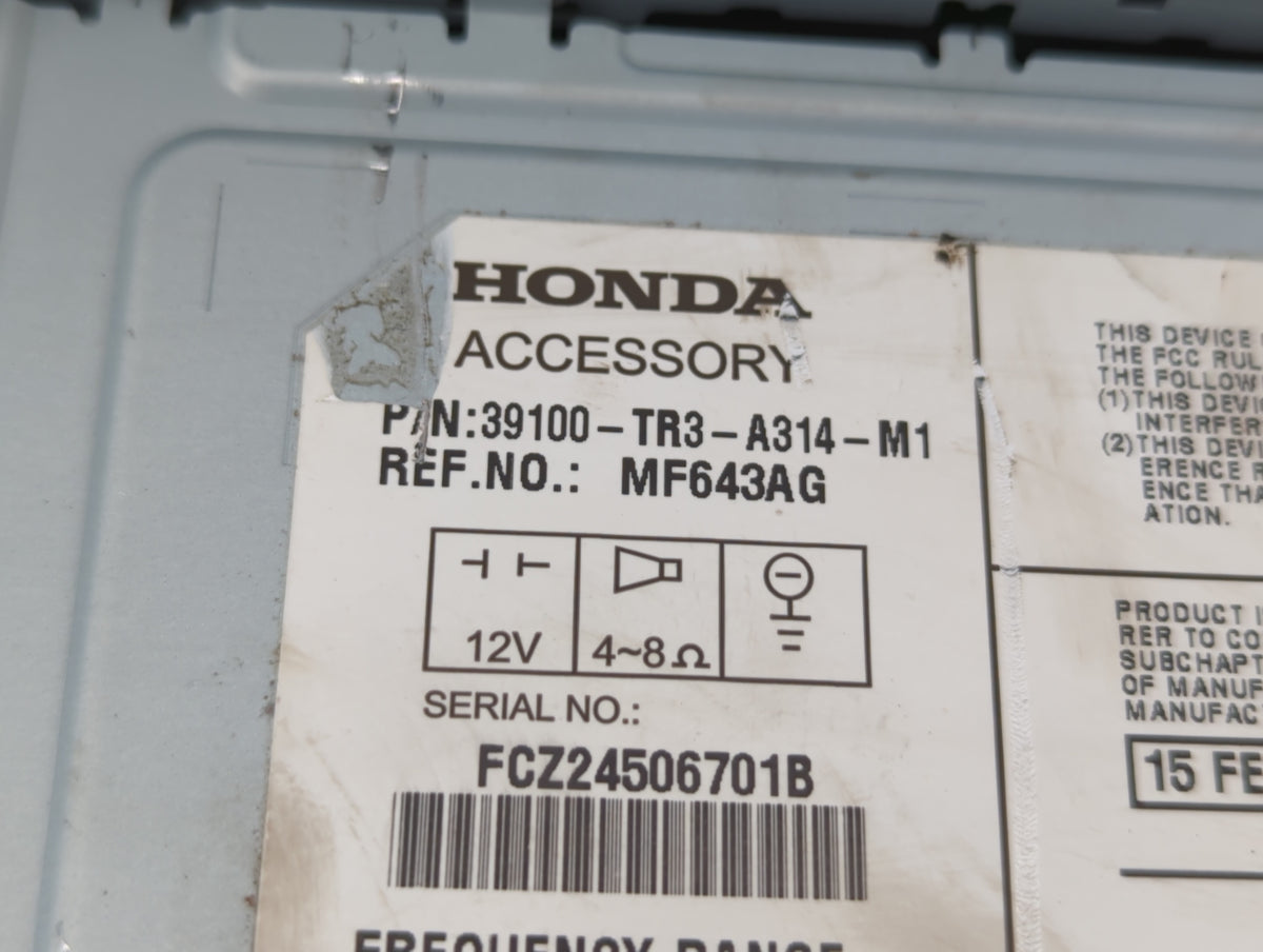 2014-2015 Honda Civic Am Fm Cd Player Radio Receiver 526163 - Oemusedautoparts1.com