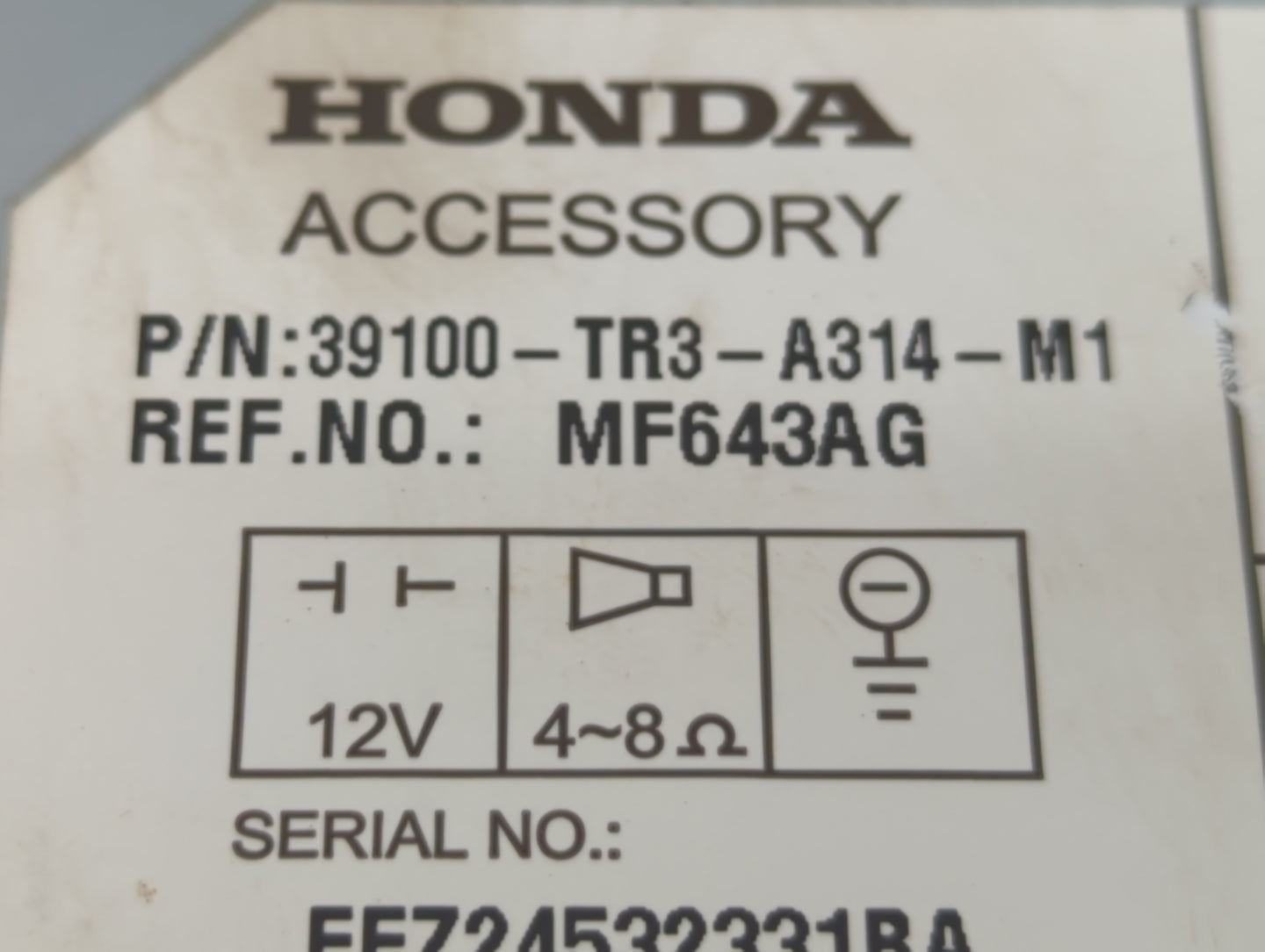 2013-2015 Honda Civic Radio AM FM Cd Player Receiver Replacement P/N:39100-TR3-A314-M1 Fits Fits 2013 2014 2015 OEM Used Aut