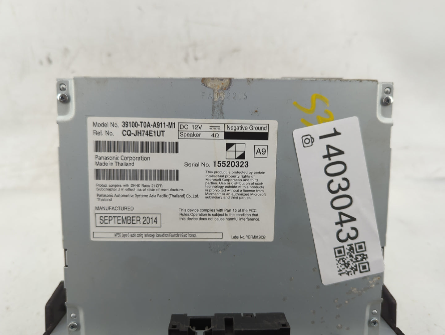 2015-2016 Honda Cr-V Radio AM FM Cd Player Receiver Replacement P/N:FA032216 39100-T0A-A911-M1 Fits Fits 2015 2016 OEM Used 