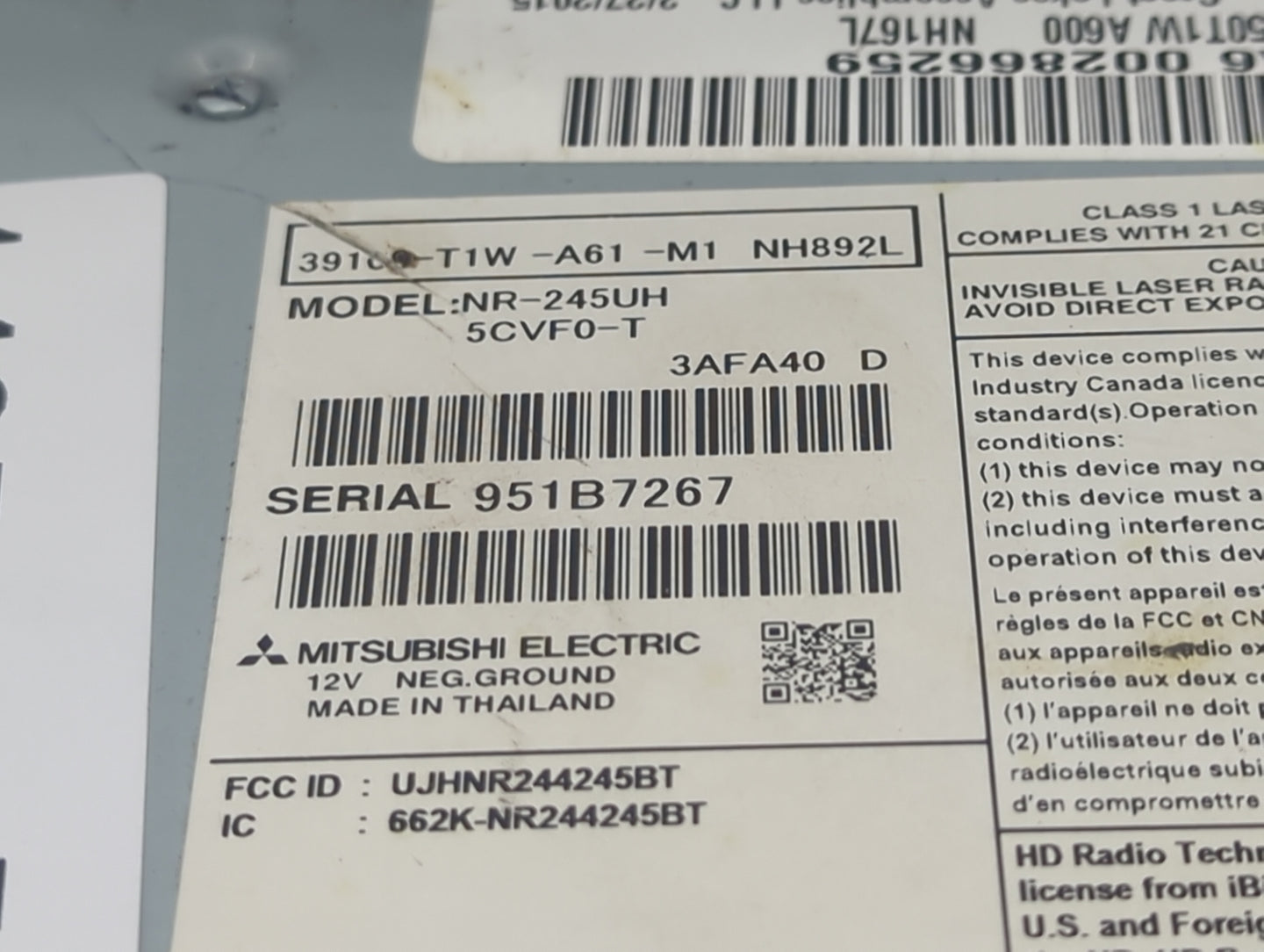 2015-2016 Honda Cr-v Tuner Satellite Receiver 1495033 - Oemusedautoparts1.com