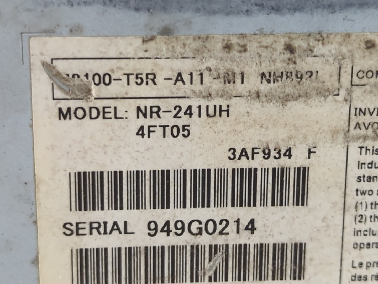 2015-2019 Honda Fit Radio AM FM Cd Player Receiver Replacement P/N:39100-T5R-A11 NR-241UH Fits Fits 2015 2016 2017 2018 2019