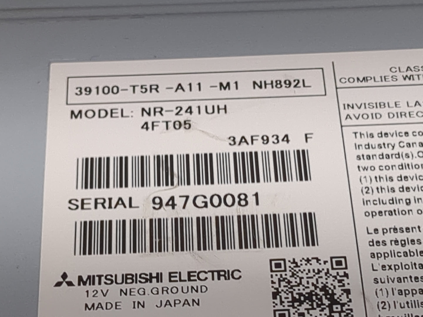 2015-2019 Honda Fit Radio AM FM Cd Player Receiver Replacement P/N:39100-T5R-A11-M1 NR-241UH Fits Fits 2015 2016 2017 2018 2
