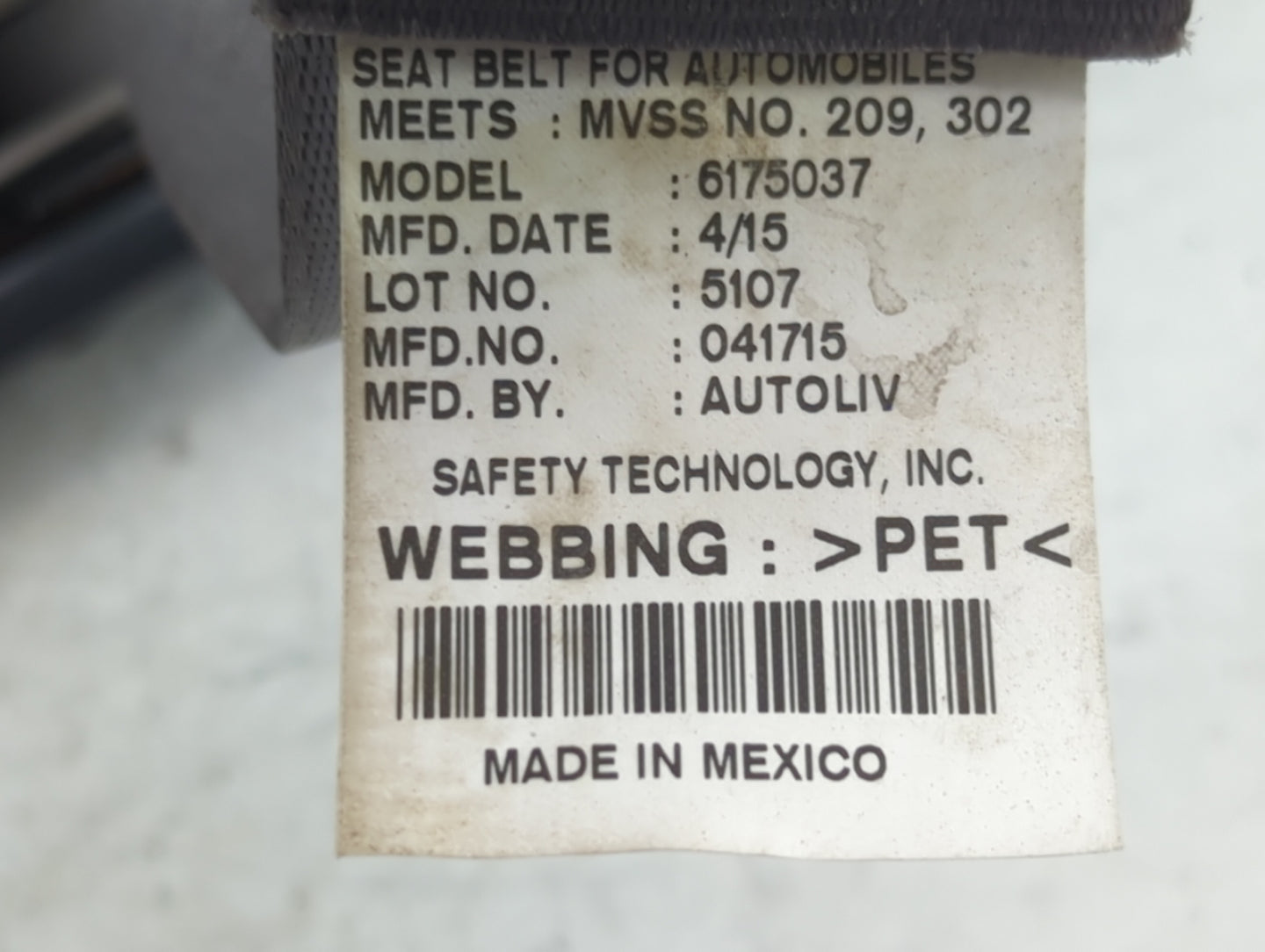 2015 Honda Odyssey Passenger Rear Seatbelt Buckle - Oemusedautoparts1.com