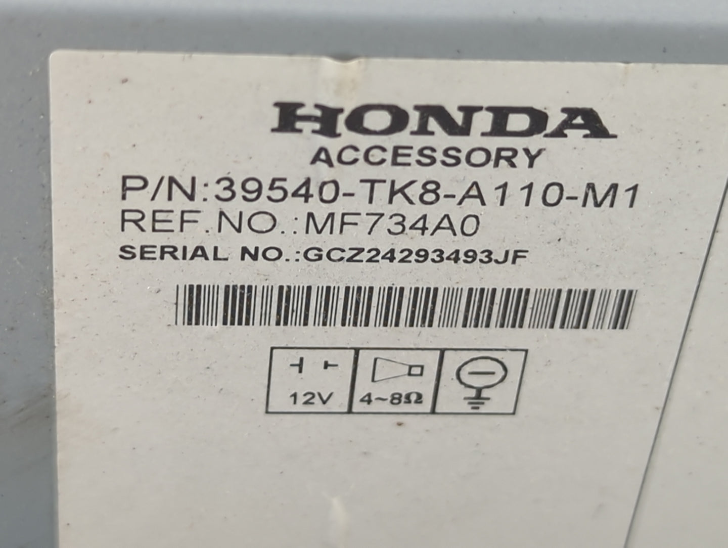 2014-2017 Honda Odyssey Radio AM FM Cd Player Receiver Replacement P/N:39540-TK8-A110-M1 Fits Fits 2014 2015 2016 2017 OEM U
