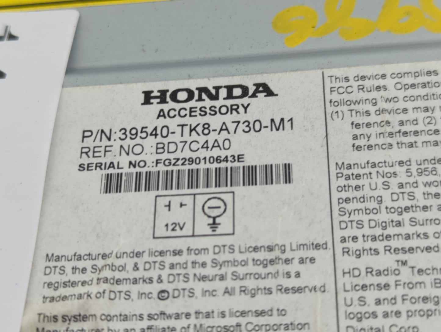 2014-2017 Honda Odyssey Radio AM FM Cd Player Receiver Replacement P/N:39540-TK8-A730-M1 Fits Fits 2014 2015 2016 2017 OEM U
