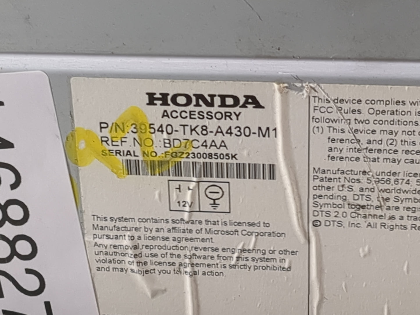 2015 Honda Odyssey Radio Speaker Amplifier 39540-tk8-a430-m1|bd7c4aa - Oemusedautoparts1.com