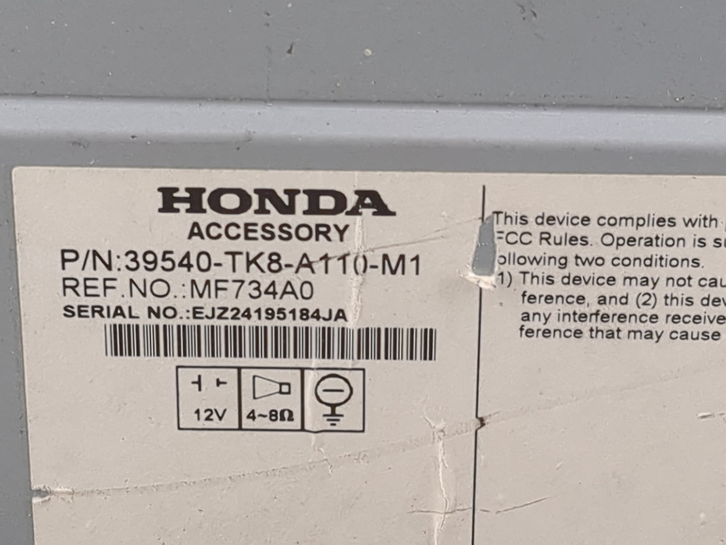 2014-2017 Honda Odyssey Radio AM FM Cd Player Receiver Replacement P/N:39540-TK8-A110-M1 MF734A0 Fits Fits 2014 2015 2016 20