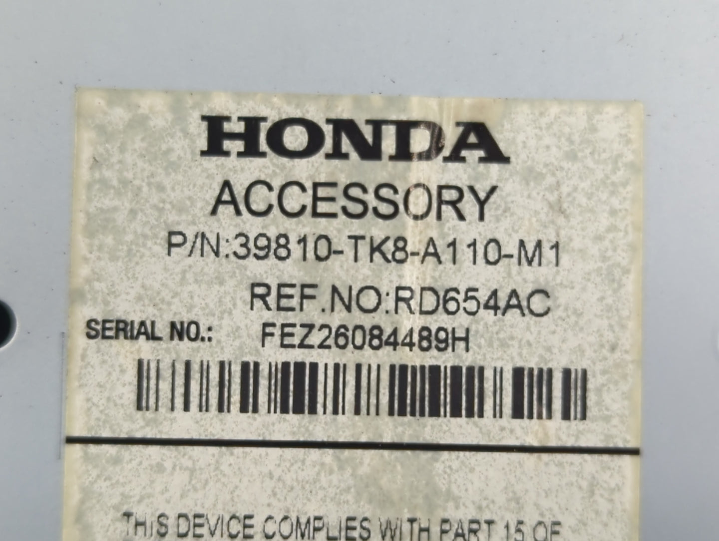 2015 Honda Odyssey Radio AM FM Cd Player Receiver Replacement P/N:39810-TKB-A110-M1 Fits OEM Used Auto Parts - Oemusedautopa