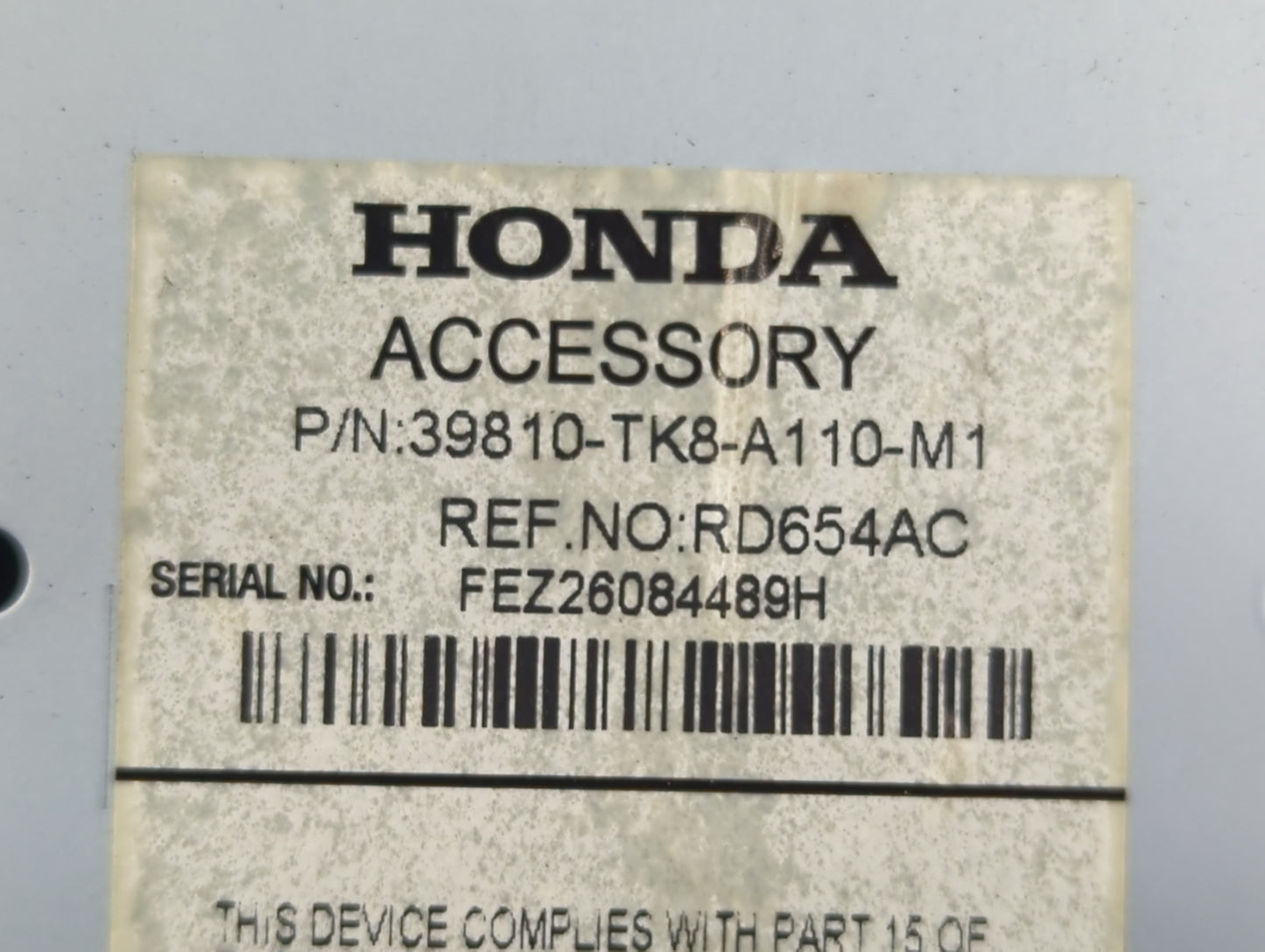 2015 Honda Odyssey Radio AM FM Cd Player Receiver Replacement P/N:39810-TKB-A110-M1 Fits OEM Used Auto Parts - Oemusedautopa