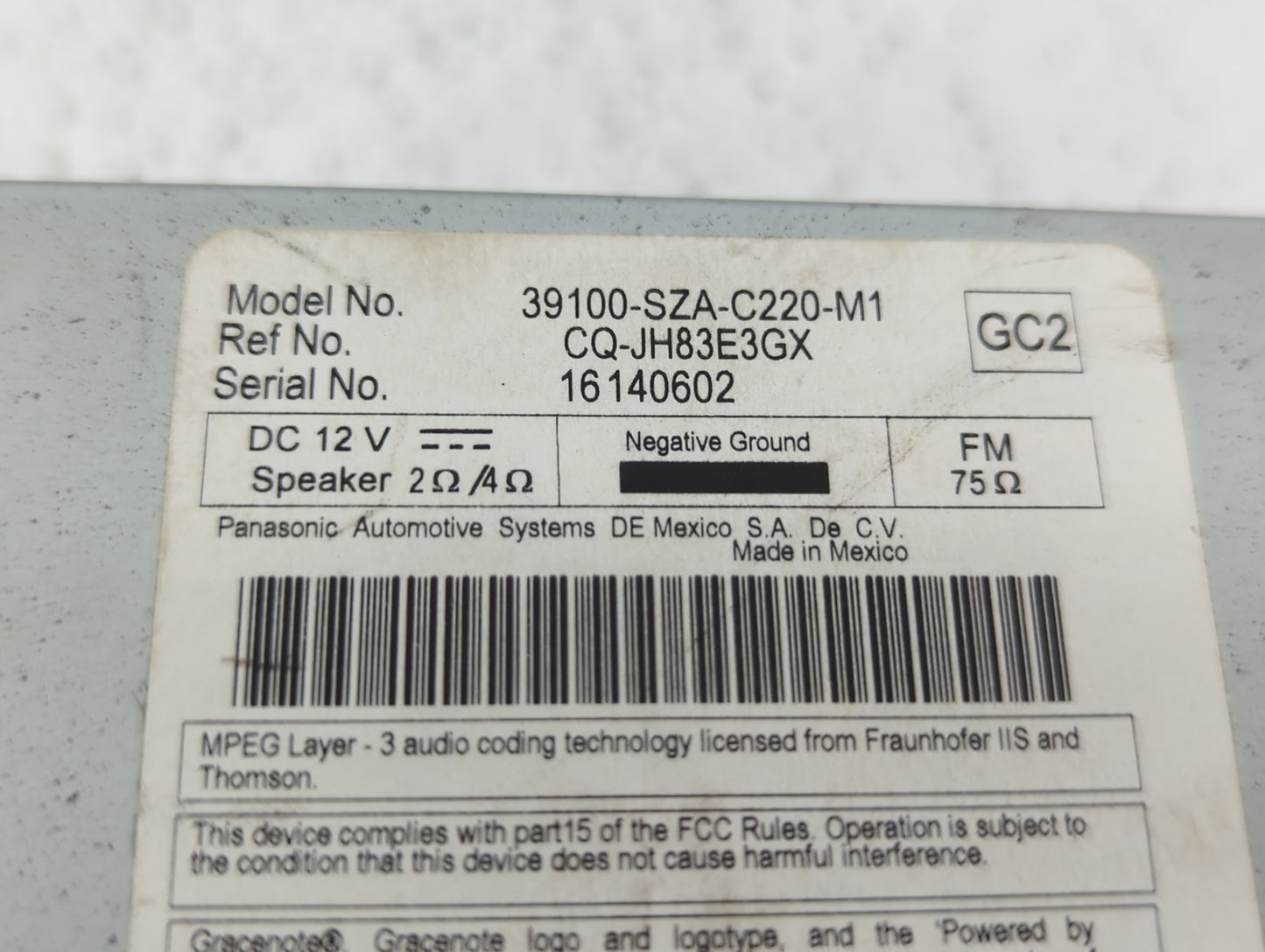 2013-2015 Honda Pilot Radio AM FM Cd Player Receiver Replacement P/N:39100-SZA-C211-M1 39100-SZA-C220-M1 Fits Fits 2013 2014