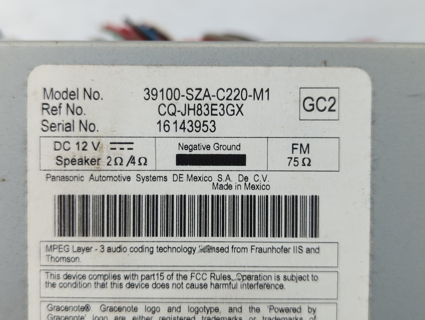 2013-2015 Honda Pilot Am Fm Cd Player Radio Receiver - Oemusedautoparts1.com