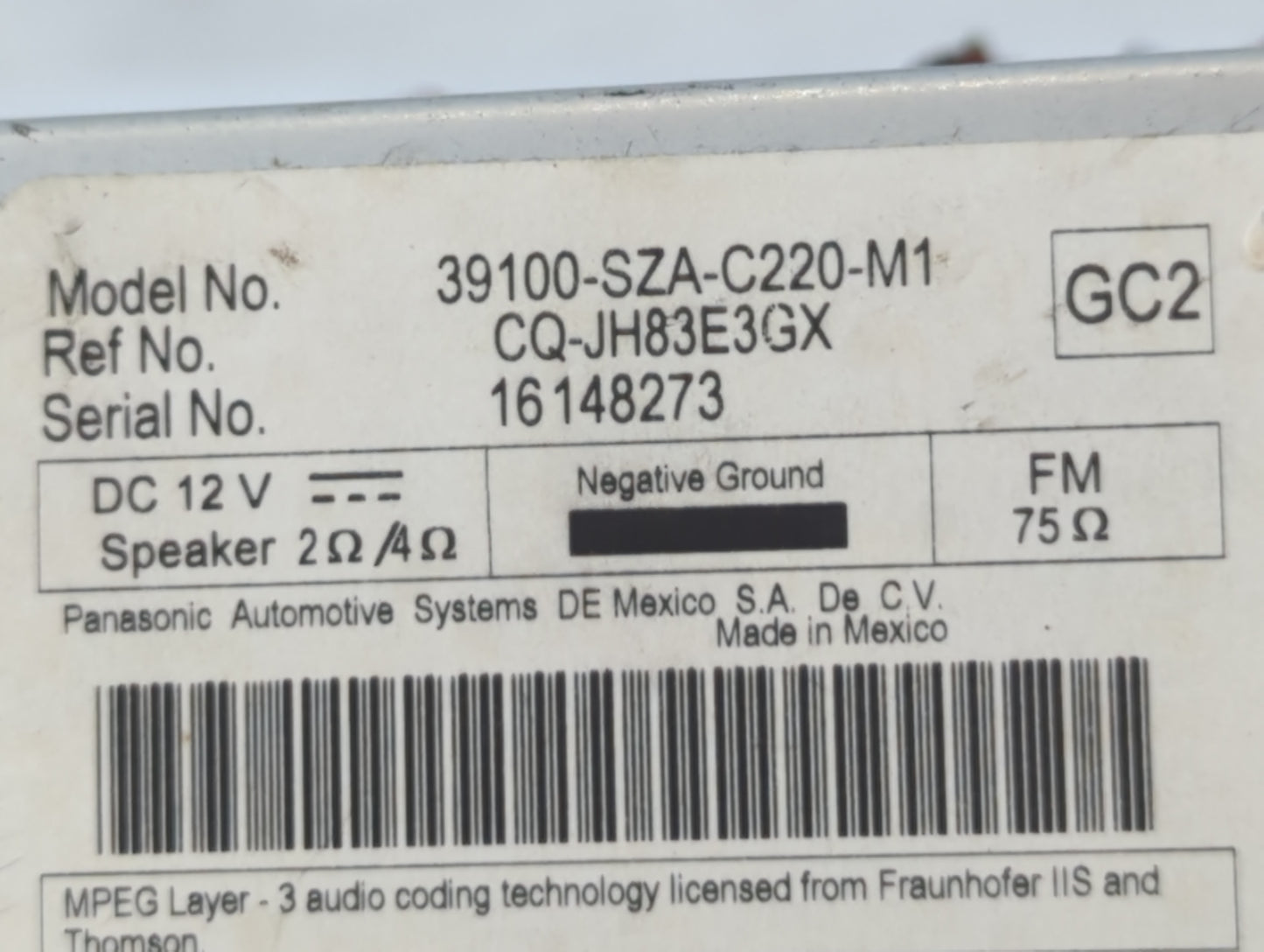 2013-2015 Honda Pilot Am Fm Cd Player Radio Receiver - Oemusedautoparts1.com