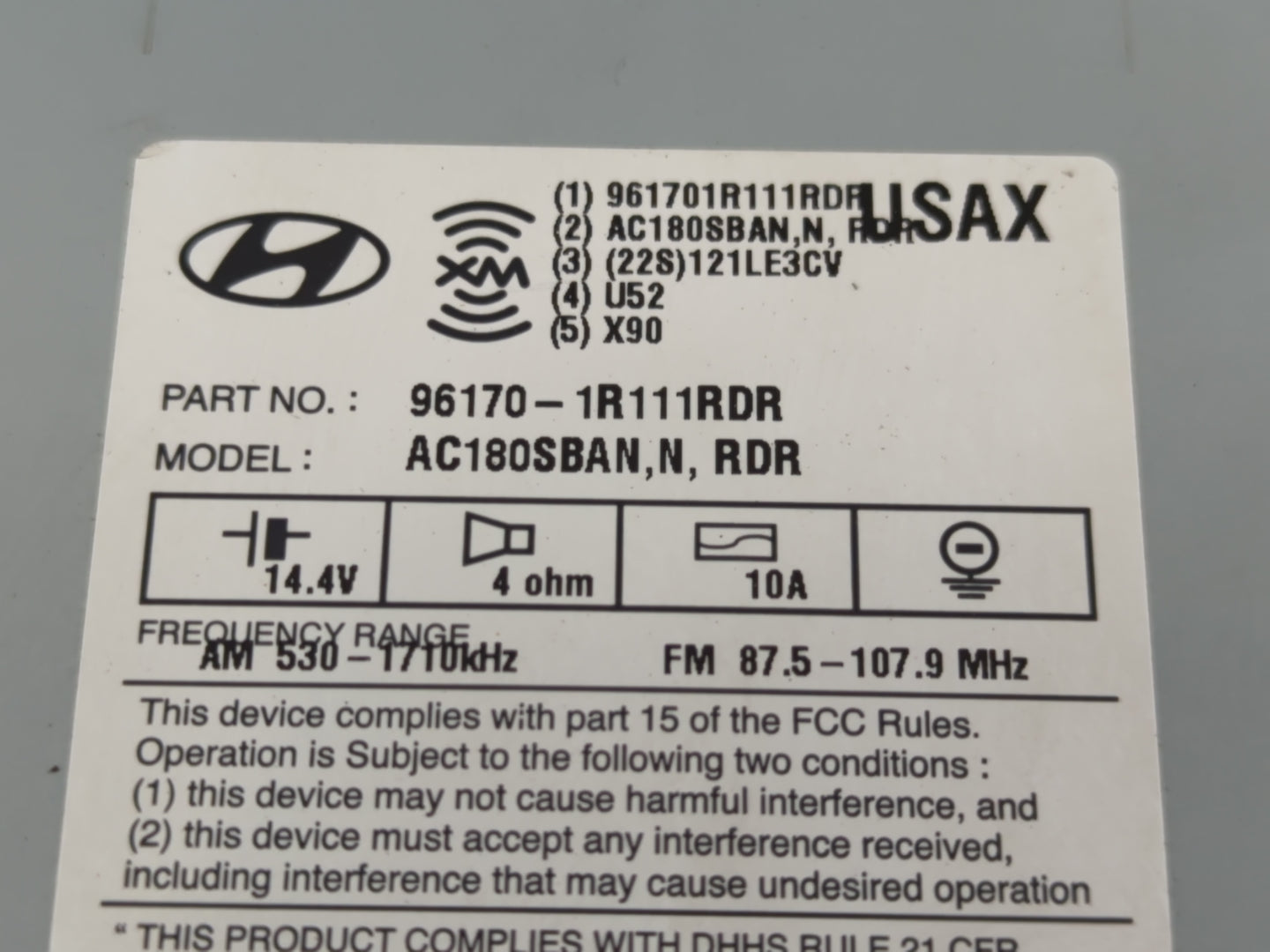 2015-2017 Hyundai Accent Radio AM FM Cd Player Receiver Replacement P/N:961701R111RDR Fits Fits 2015 2016 2017 OEM Used Auto
