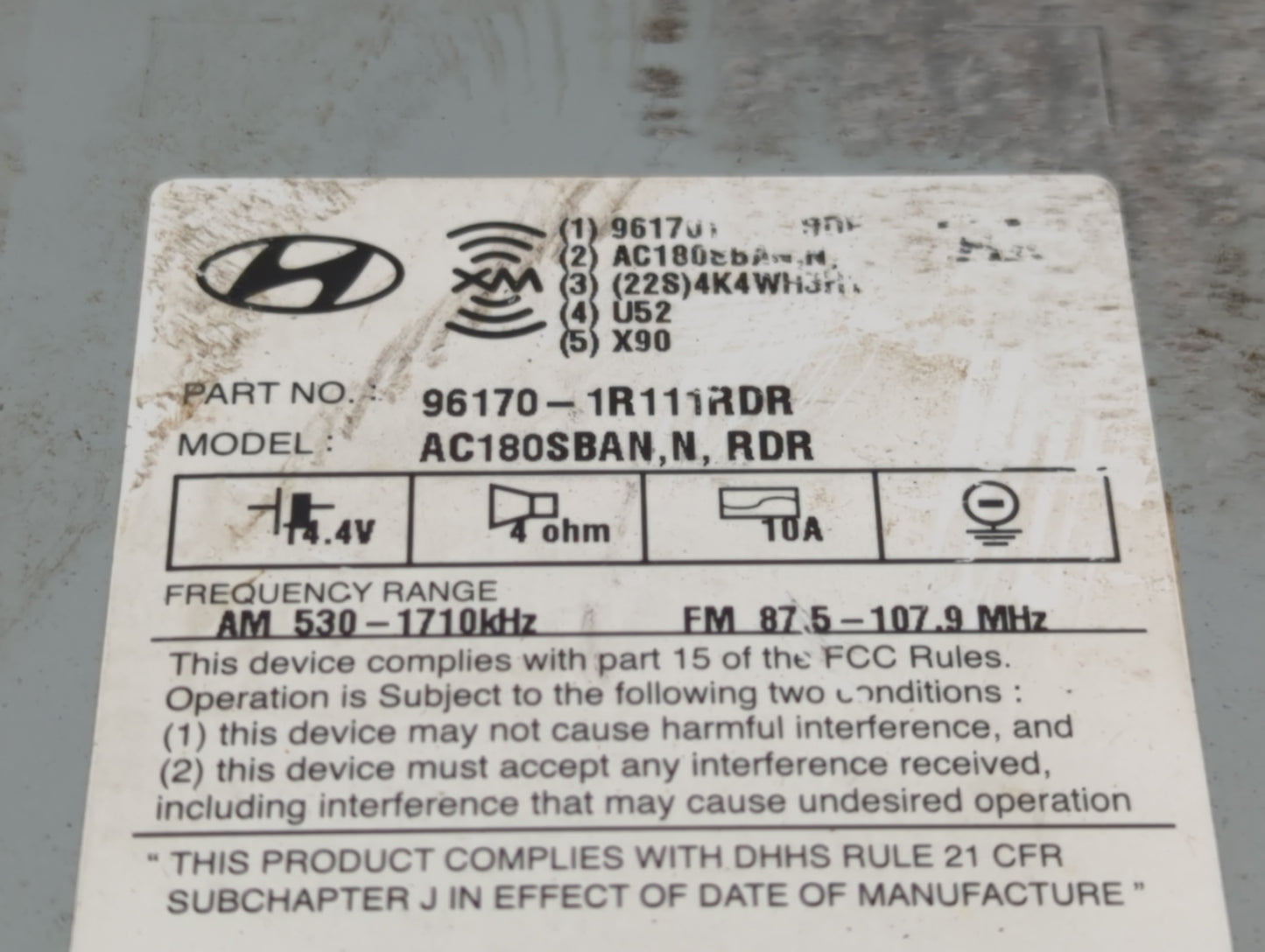 2015-2017 Hyundai Accent Radio AM FM Cd Player Receiver Replacement P/N:96170-1R111RDR Fits Fits 2015 2016 2017 OEM Used Aut