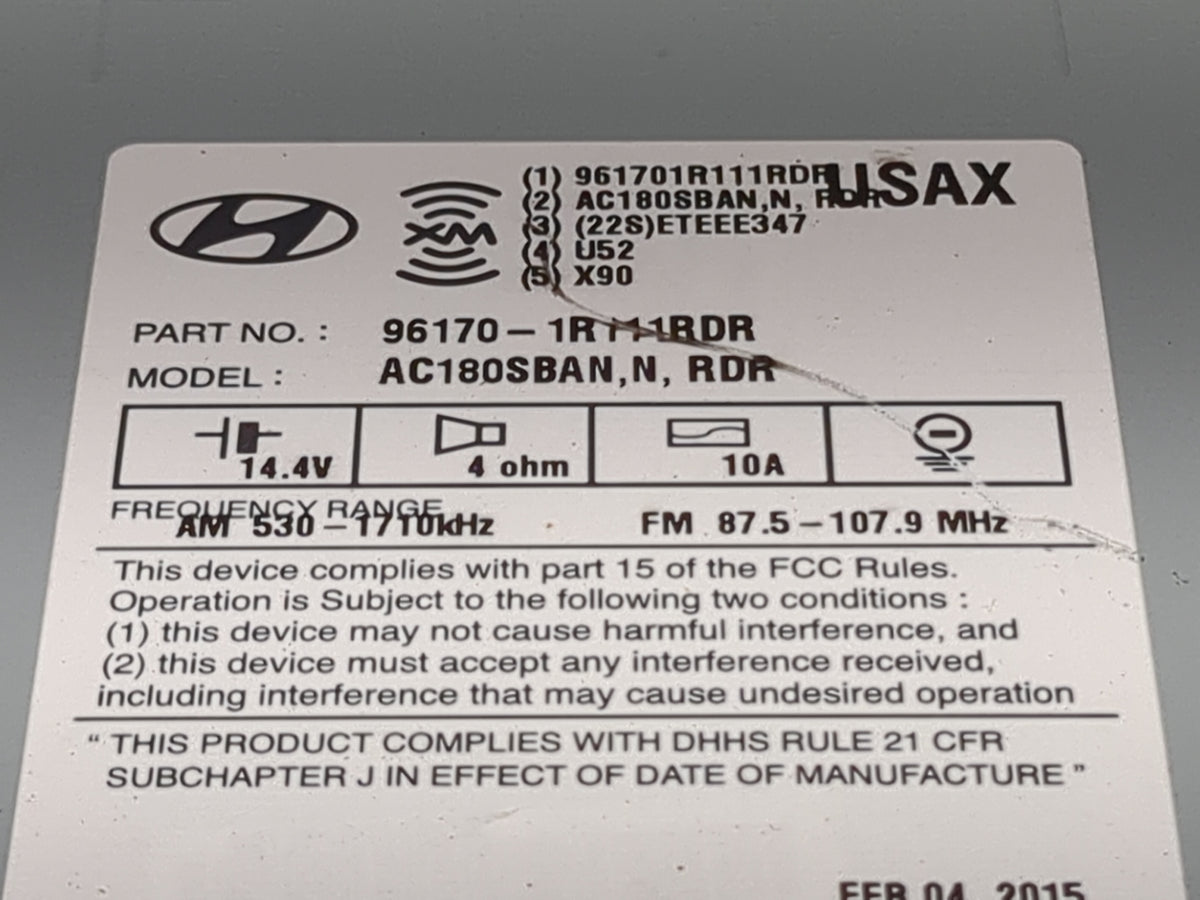2015-2017 Hyundai Accent Radio AM FM Cd Player Receiver Replacement P/N:961701R111RDR AC180SBAN Fits Fits 2015 2016 2017 OEM