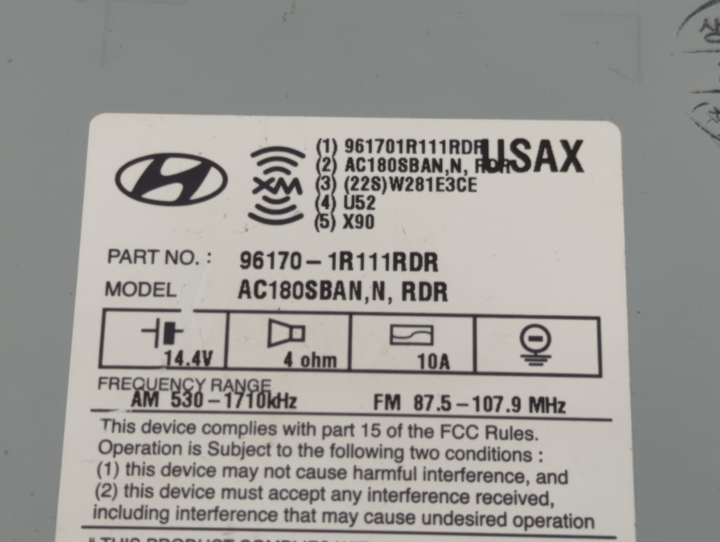 2015-2017 Hyundai Accent Radio AM FM Cd Player Receiver Replacement P/N:96170-1R111RDR Fits Fits 2015 2016 2017 OEM Used Aut