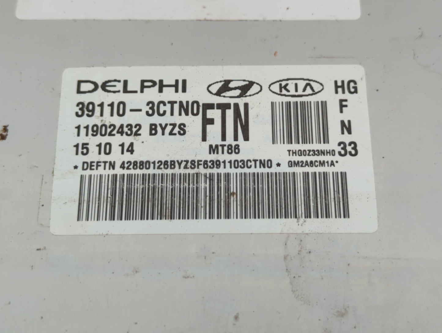2015-2017 Hyundai Azera PCM Engine Control Computer ECU ECM PCU OEM P/N:39110-3CTN0 Fits Fits 2015 2016 2017 OEM Used Auto P
