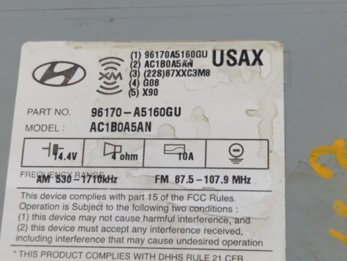 2014-2015 Hyundai Elantra Radio AM FM Cd Player Receiver Replacement P/N:96170-A5160GU Fits Fits 2014 2015 OEM Used Auto Par