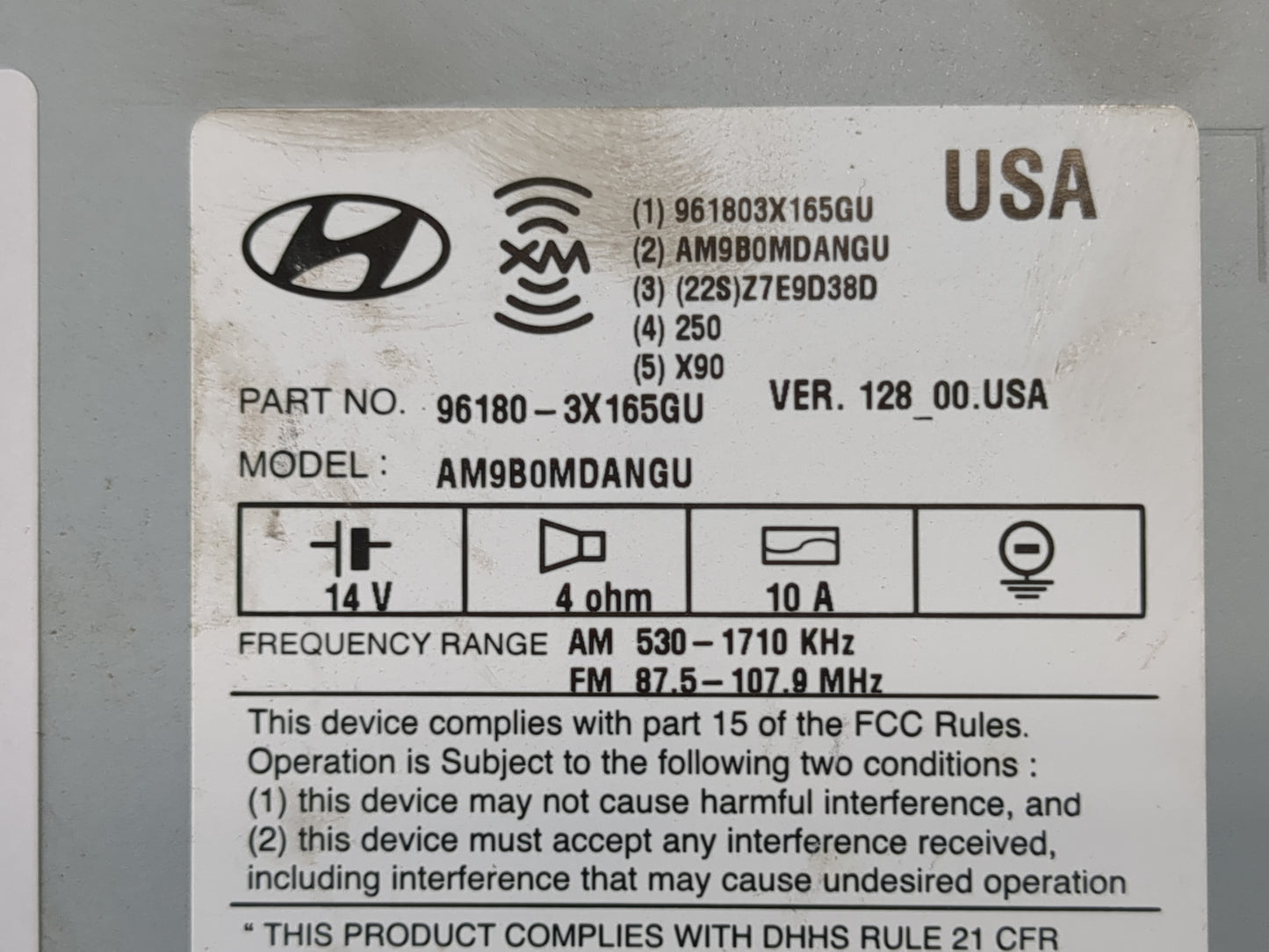 2014-2016 Hyundai Elantra Radio AM FM Cd Player Receiver Replacement P/N:96180-3X165GU Fits Fits 2014 2015 2016 OEM Used Aut