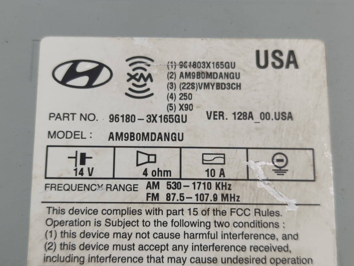 2014-2016 Hyundai Elantra Radio AM FM Cd Player Receiver Replacement P/N:96180-3X165GU Fits Fits 2014 2015 2016 OEM Used Aut