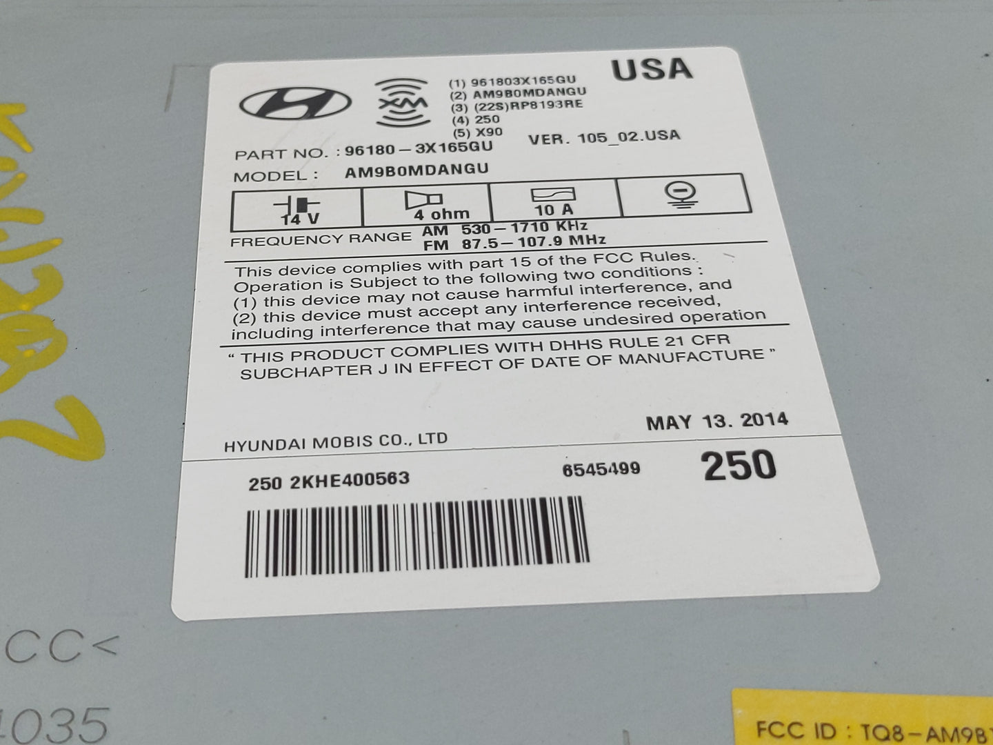 2014-2016 Hyundai Elantra Radio AM FM Cd Player Receiver Replacement P/N:96180-3X165GU Fits Fits 2014 2015 2016 OEM Used Aut