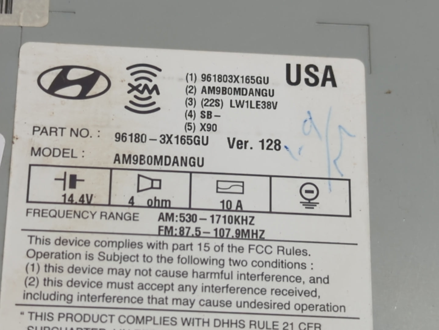 2015 Hyundai Elantra Radio AM FM Cd Player Receiver Replacement P/N:96180-3X165GU Fits OEM Used Auto Parts - Oemusedautopart