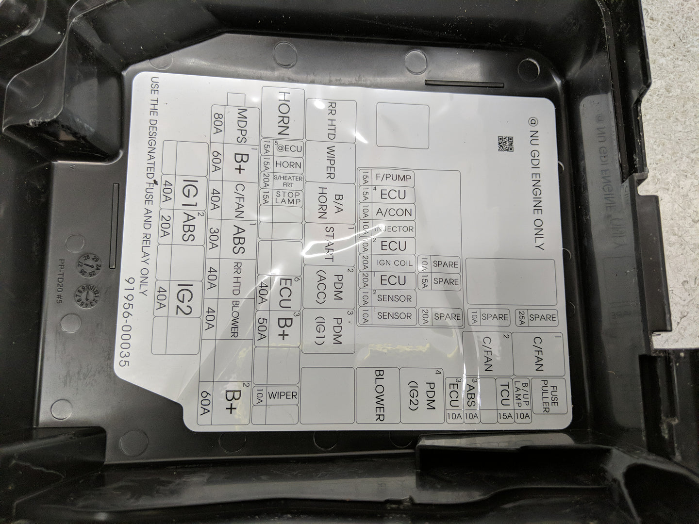 2014-2016 Hyundai Elantra Fusebox Fuse Box Panel Relay Module P/N:91956-00035 Fits Fits 2014 2015 2016 OEM Used Auto Parts -