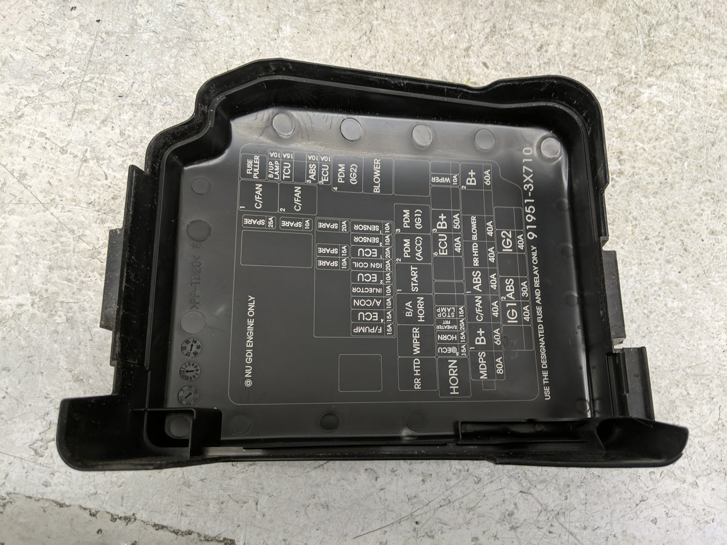 2014-2016 Hyundai Elantra Fusebox Fuse Box Panel Relay Module P/N:91951-3X710 Fits Fits 2014 2015 2016 OEM Used Auto Parts -