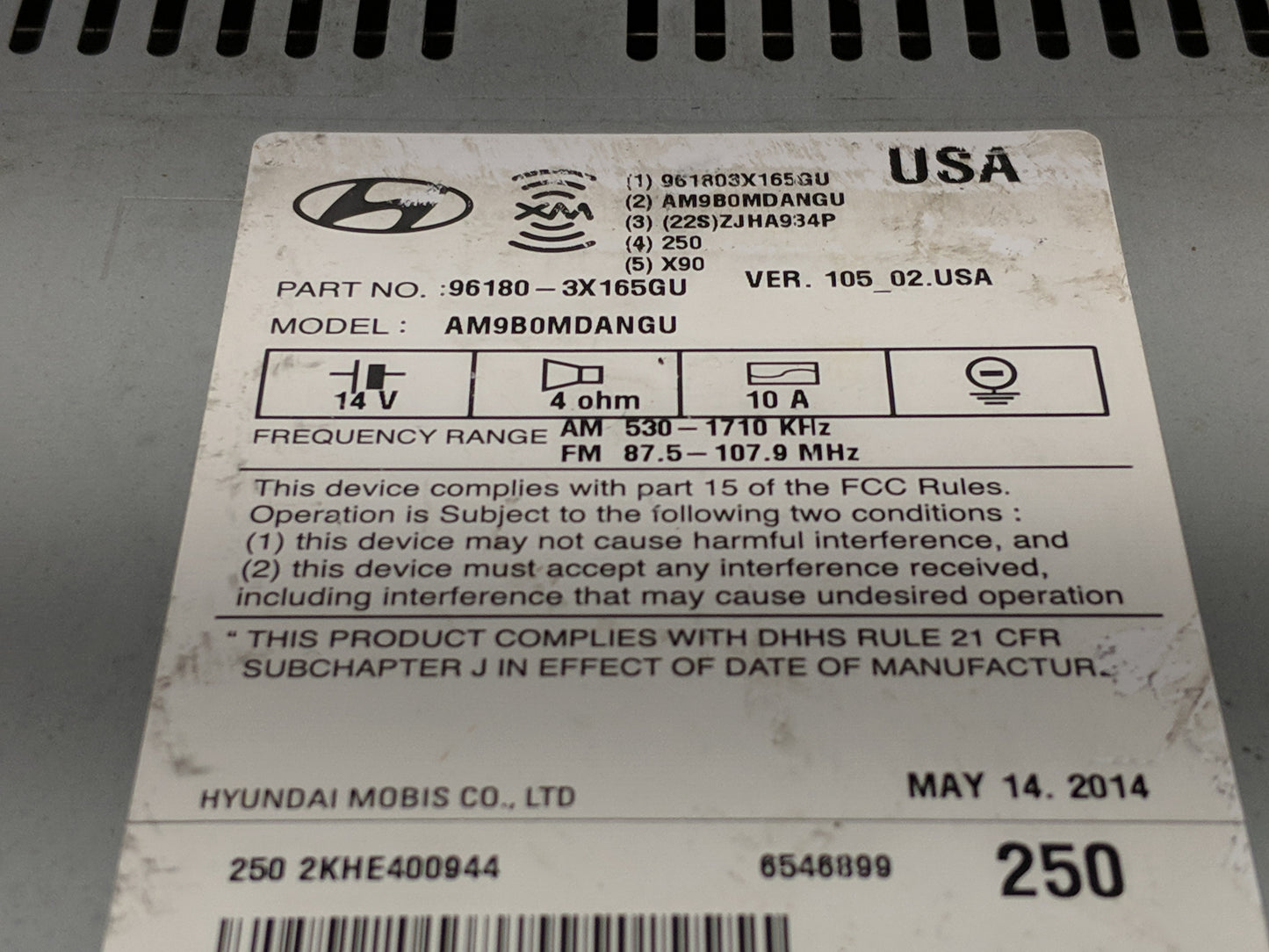 2014-2015 Hyundai Elantra Radio AM FM Cd Player Receiver Replacement P/N:96180-3X165GU Fits Fits 2014 2015 OEM Used Auto Par