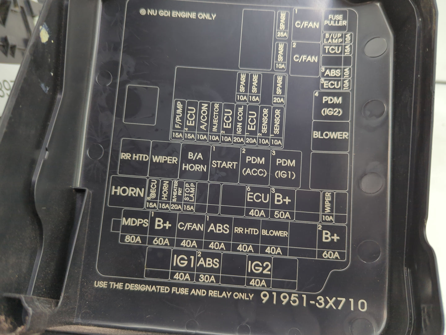 2014-2016 Hyundai Elantra Fusebox Fuse Box Panel Relay Module P/N:91951-3X710 Fits Fits 2014 2015 2016 OEM Used Auto Parts -