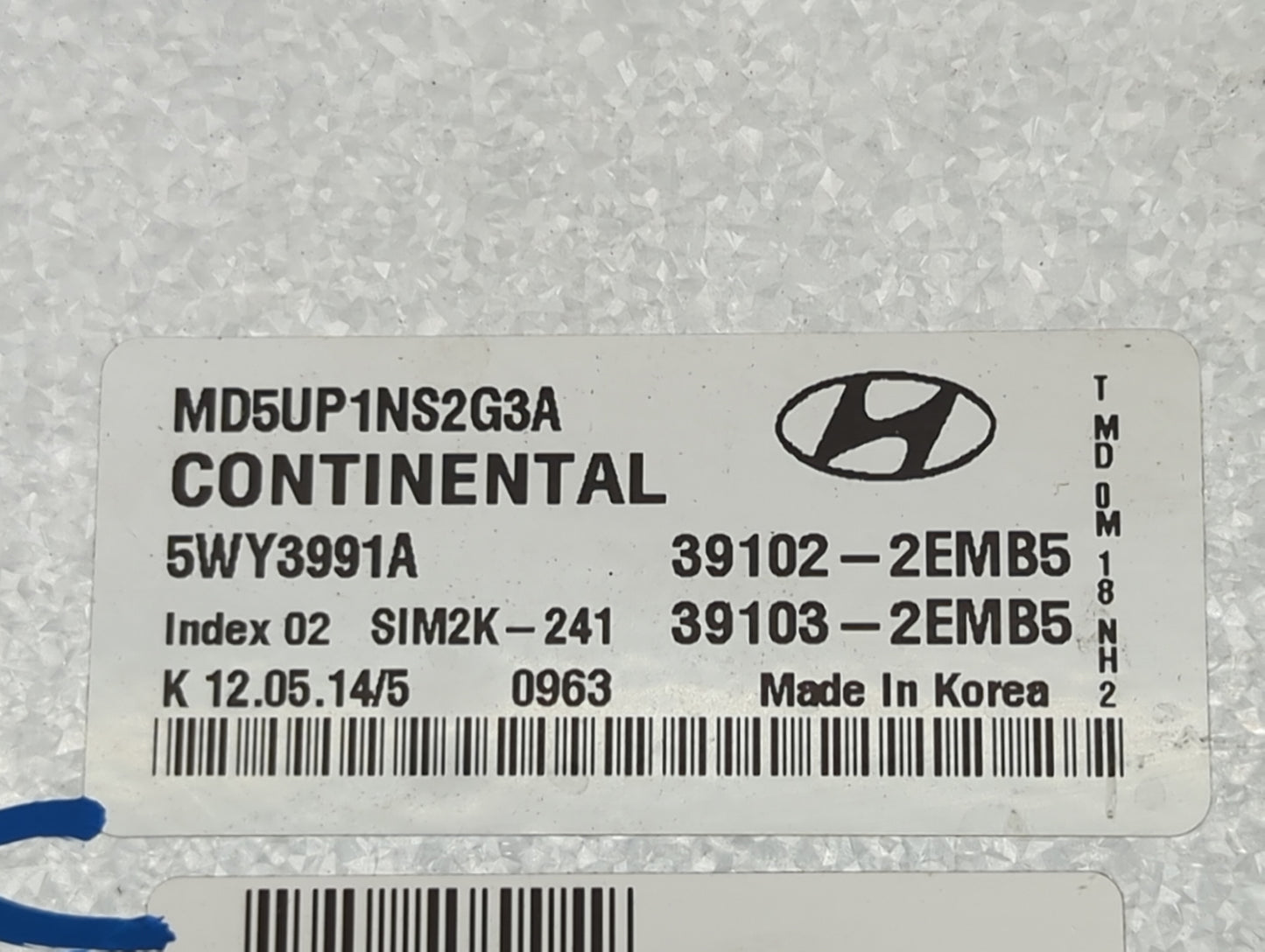 2014-2016 Hyundai Elantra PCM Engine Control Computer ECU ECM PCU OEM P/N:5WY3991A 39102-2EMB5 Fits Fits 2014 2015 2016 OEM 