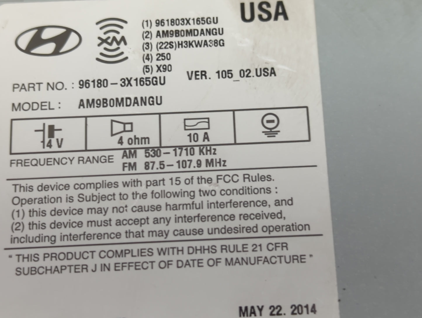 2014-2016 Hyundai Elantra Radio AM FM Cd Player Receiver Replacement P/N:96180-3X165GU AM9B0MDANGU Fits Fits 2014 2015 2016 