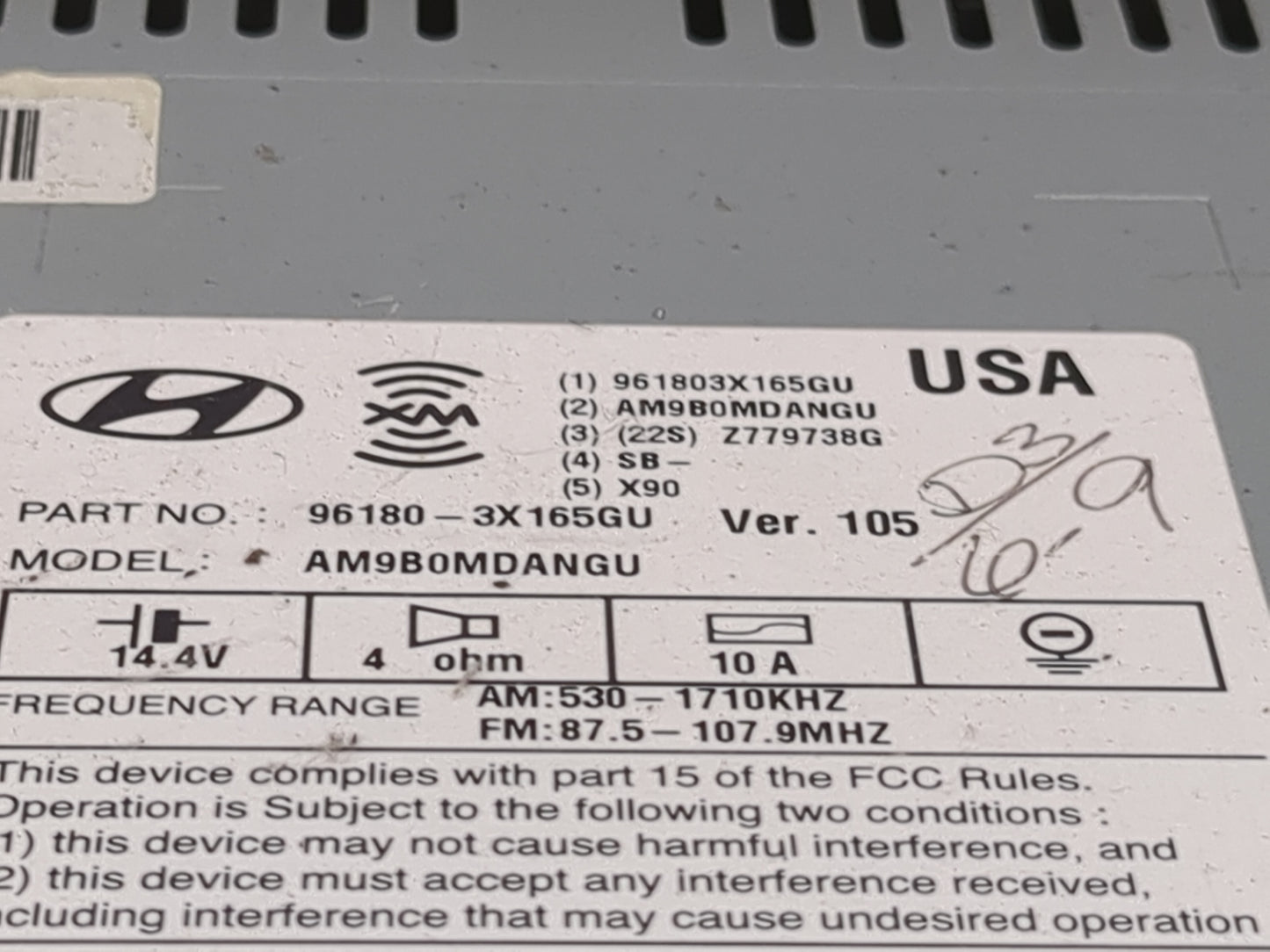 2014-2016 Hyundai Elantra Radio AM FM Cd Player Receiver Replacement P/N:961803X165GU AM9B0MDANGU Fits Fits 2014 2015 2016 O