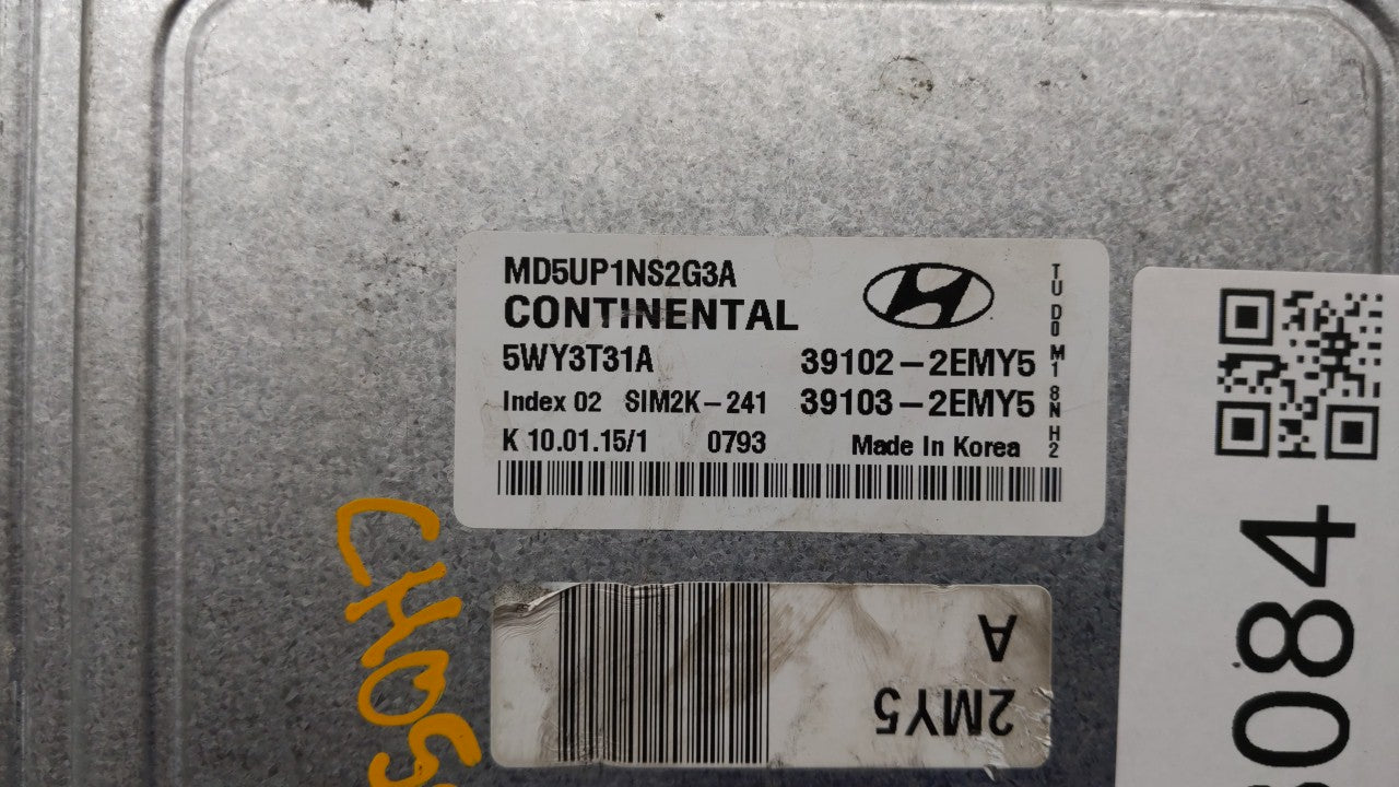 2015 Hyundai Elantra PCM Engine Control Computer ECU ECM PCU OEM P/N:39102-2EMY5 39103-2EMY5 Fits OEM Used Auto Parts - Oemu
