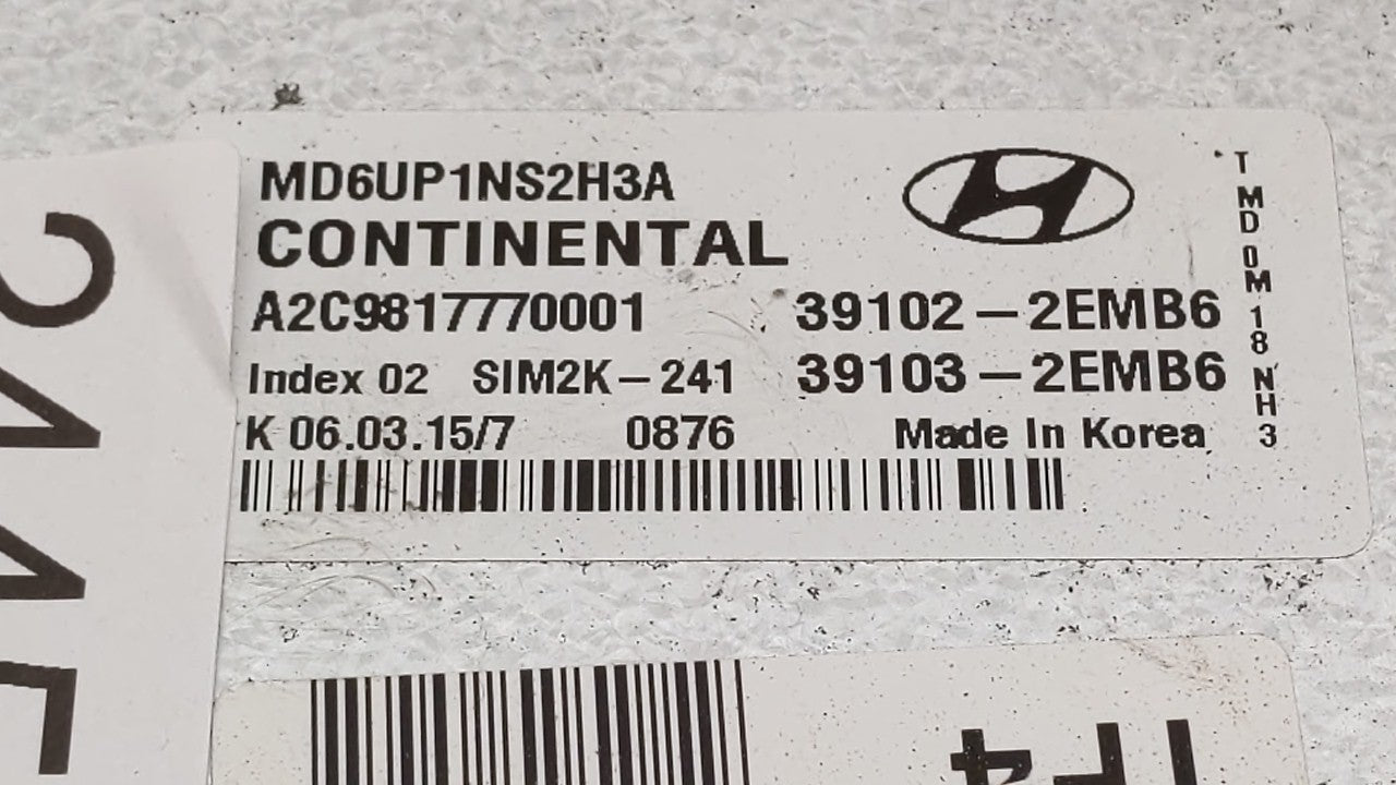 2014-2016 Hyundai Elantra PCM Engine Control Computer ECU ECM PCU OEM P/N:39103-2EMW5 39102-2EMW5 Fits Fits 2014 2015 2016 O