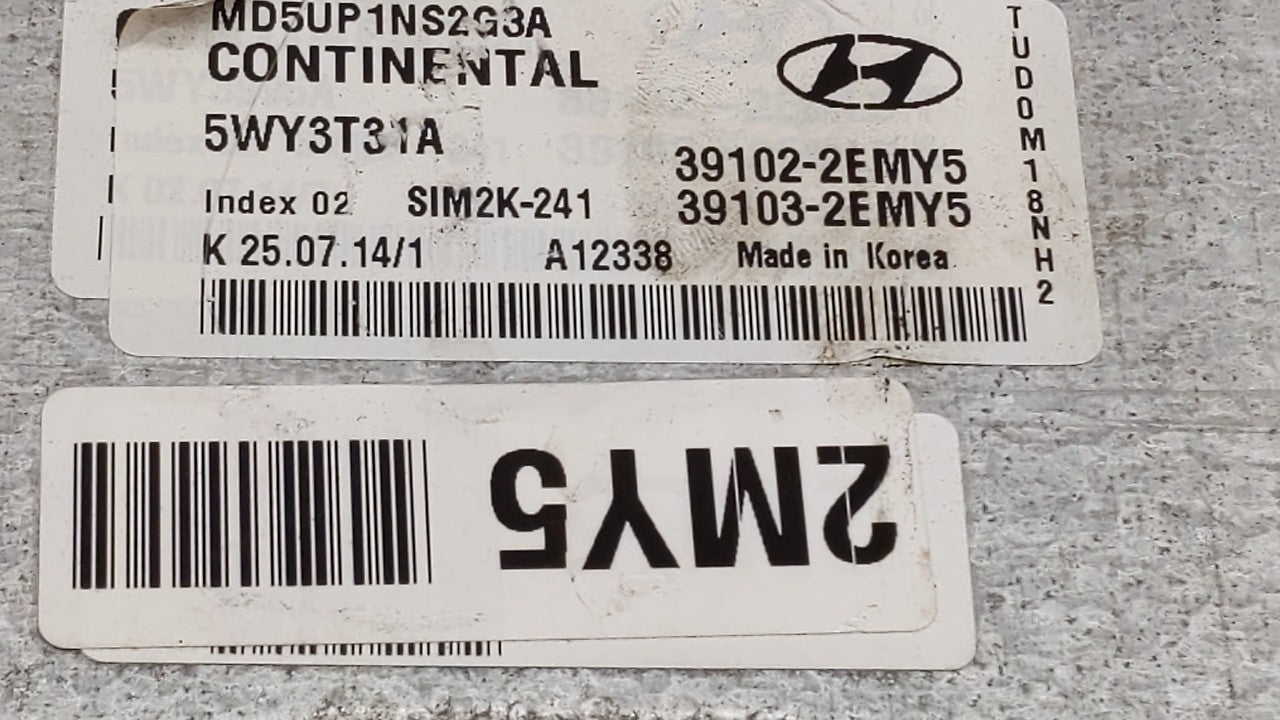 2015 Hyundai Elantra PCM Engine Control Computer ECU ECM PCU OEM P/N:39102-2EMY5 39103-2EMY5 Fits OEM Used Auto Parts - Oemu
