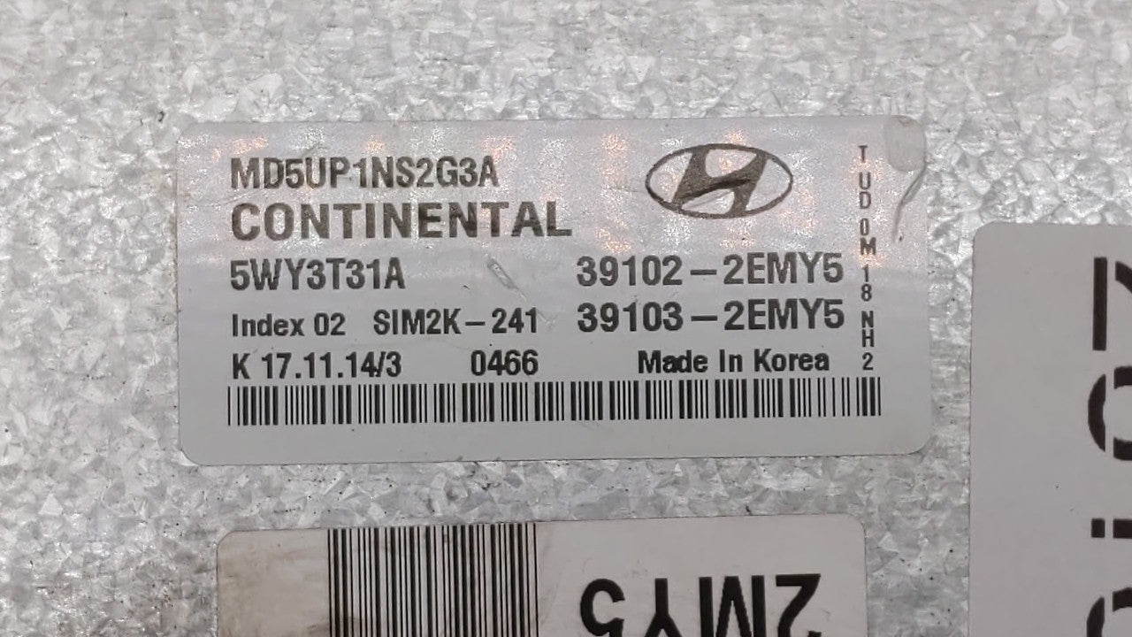 2015 Hyundai Elantra PCM Engine Control Computer ECU ECM PCU OEM P/N:39102-2EMY5 39103-2EMY5 Fits OEM Used Auto Parts - Oemu
