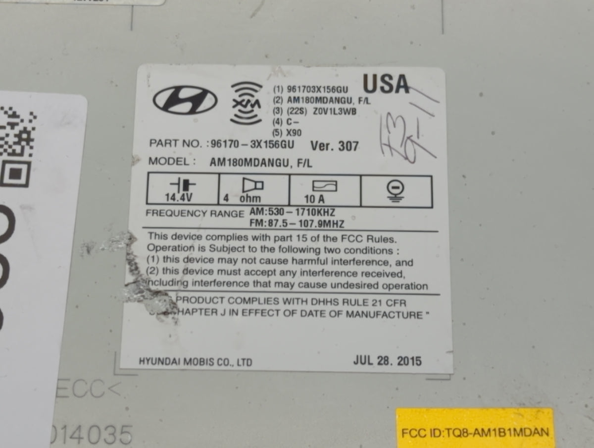 2014-2016 Hyundai Elantra Am Fm Cd Player Radio Receiver 406938 - Oemusedautoparts1.com