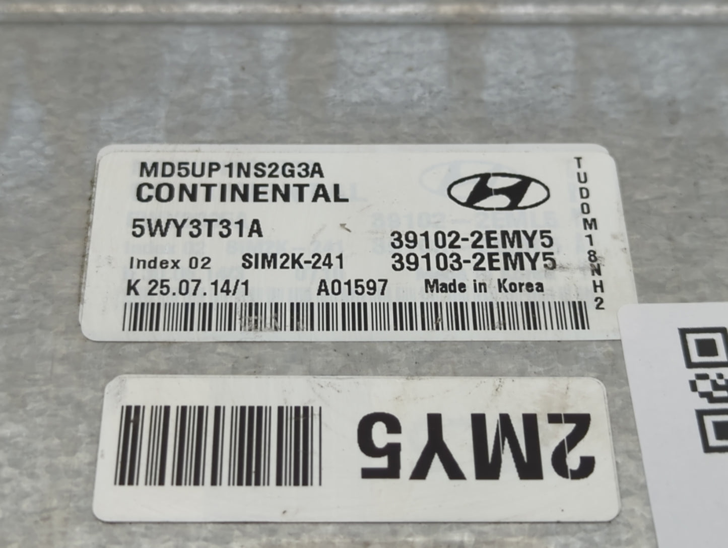 2015 Hyundai Elantra PCM Engine Control Computer ECU ECM PCU OEM P/N:39103-2EMY5 39102-2EMY5 Fits OEM Used Auto Parts - Oemu
